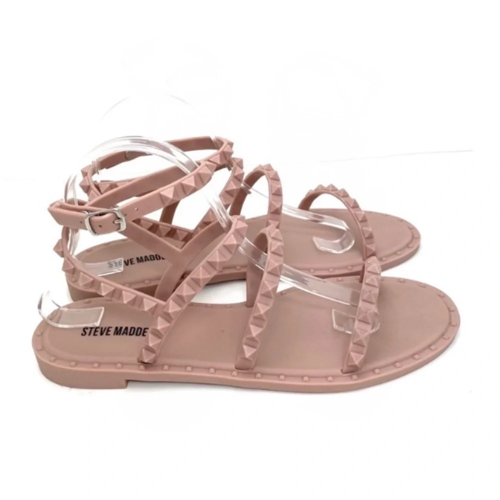 STEVE Madden Transport Blush Travel Jelly Flat Sandals in Nude Beige Size 9 - Picture 7 of 11